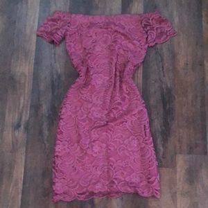 Pink Strapless lace dress